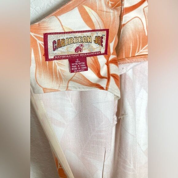 Caribbean Joe Sundress V Neck Tropical Leaf Hawaiian Print Mini Dress size S - Picture 4 of 6